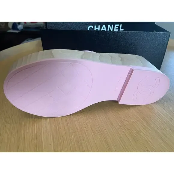 Chanel | Pink Quilted Lambskin Leather Platform Sole CC Logo Size EU 38 - Picture 9 of 10